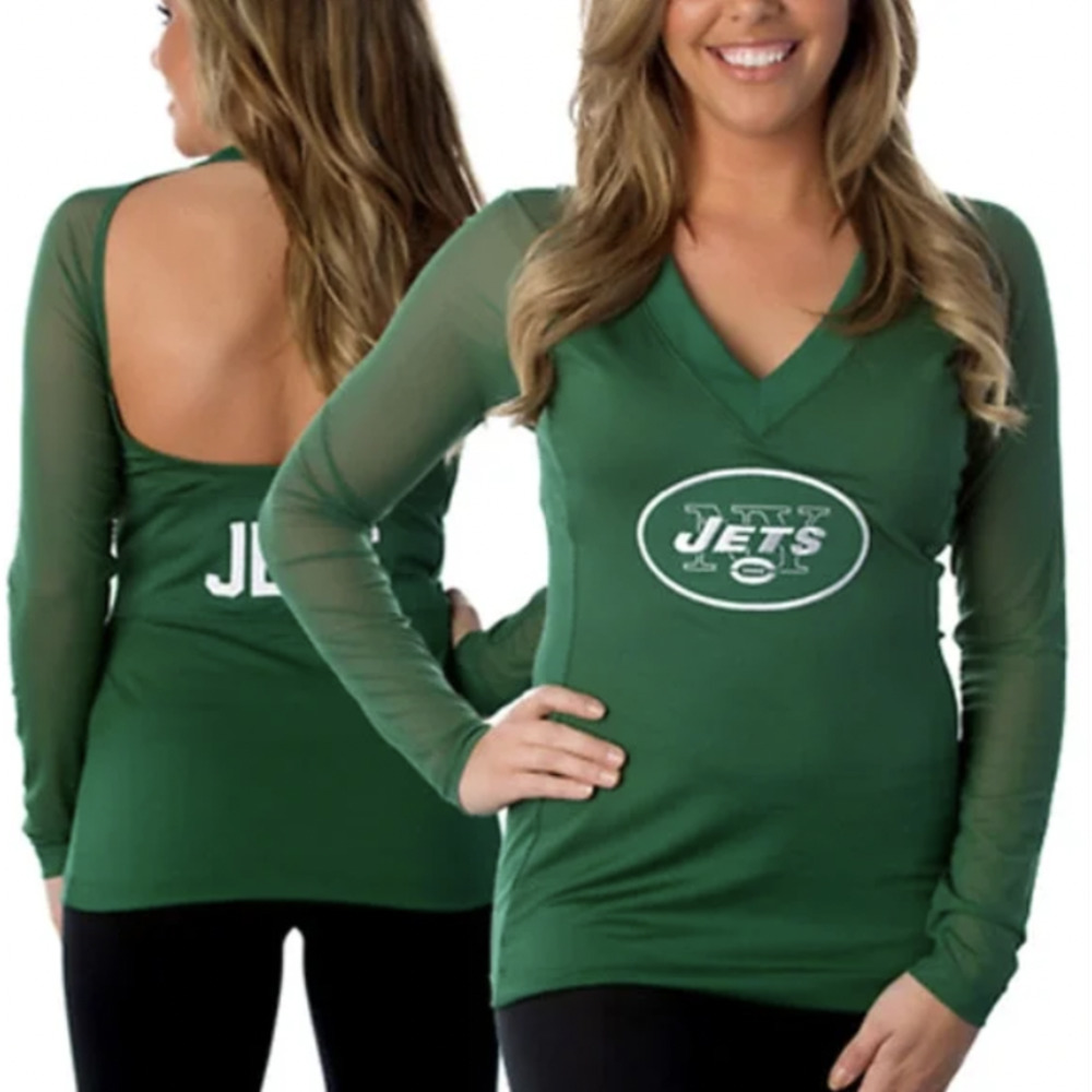 NWT All Sport Couture Green New York Jets NFL Halter Long Sleeve